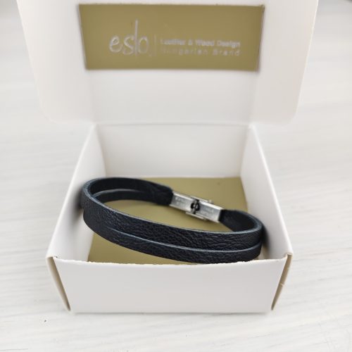 Eslo Női Bőr Karkötő Fekete vágott