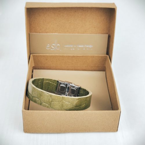 Eslo Men's Leather Bracelet Green Croco