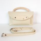 Eslo Mio hazai designer női krém bőr minitáska, prémium minőség, kézzel készített egyedi dizájn.