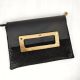 ESLO Donna Black Leather Clutch Bag Striped LIMITED