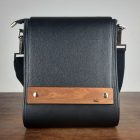 Eslo Roger hazai designer férfi fekete bőr bőr oldaltáska, prémium minőség, kézzel készített egyedi dizájn.