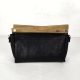 ESLO Pure Black "striped" women's leather toiletry casual bag LIMITED