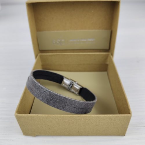 Eslo Men's Leather Bracelet Grey Cut
