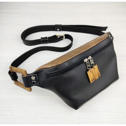 Eslo Roger bőr crossbody/övtáska fekete - barna uniszex