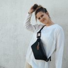 Eslo Roger bőr crossbody/övtáska fekete - barna uniszex