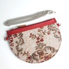 Eslo Manci hazai designer női  meggypiros gobelin bőr mini clutch, prémium minőség, kézzel készített egyedi dizájn.