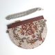 Eslo Manci hazai designer női  gesztenyebarna gobelin bőr mini clutch, prémium minőség, kézzel készített egyedi dizájn.
