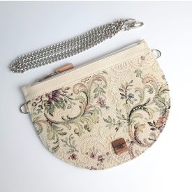 Eslo Manci hazai designer női  krém gobelin bőr mini clutch, prémium minőség, kézzel készített egyedi dizájn.