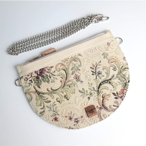 Eslo Manci hazai designer női  krém gobelin bőr mini clutch, prémium minőség, kézzel készített egyedi dizájn.