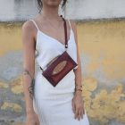 Eslo Mio hazai designer női piros bőr minitáska, prémium minőség, kézzel készített egyedi dizájn.