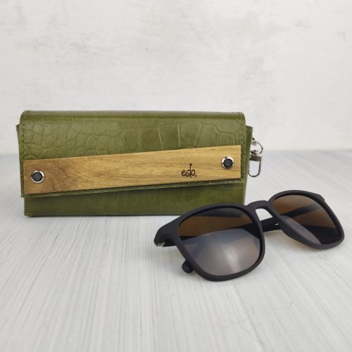 Eslo Green Croc Patterned Leather Eyewear Case LIMITED