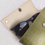 Eslo Green Croc Patterned Leather Eyewear Case LIMITED