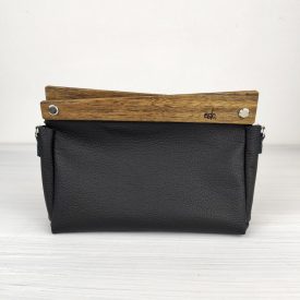 Eslo Pure hazai designer női  fekete bőr pipere, alkalmi táska, prémium minőség, kézzel készített egyedi dizájn.