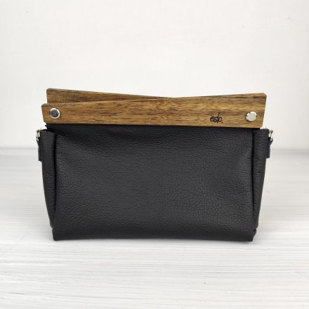Eslo Pure hazai designer női  fekete bőr pipere, alkalmi táska, prémium minőség, kézzel készített egyedi dizájn.