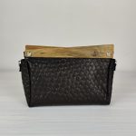 ESLO Pure Black "bubble" women's leather toiletry casual bag LIMITED