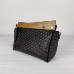 ESLO Pure Black "bubble" women's leather toiletry casual bag LIMITED