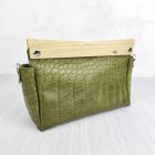 ESLO Pure Zöld kroko mintás női bőr pipere alkalmi táska