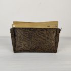 Eslo Pure hazai designer női  mintás barna bőr pipere, alkalmi táska, prémium minőség, kézzel készített egyedi dizájn.