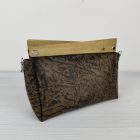 Eslo Pure hazai designer női  mintás barna bőr pipere, alkalmi táska, prémium minőség, kézzel készített egyedi dizájn.