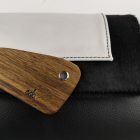 Eslo Luna hazai designer női fekete, gyöngyház bőr oldaltáska, prémium minőség, kézzel készített egyedi dizájn.