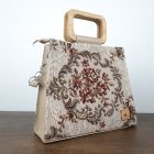 Eslo Manci hazai designer női  világosbarna gobelin bőr oldaltáska, prémium minőség, kézzel készített egyedi dizájn.