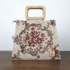 Eslo Manci hazai designer női  világosbarna gobelin bőr oldaltáska, prémium minőség, kézzel készített egyedi dizájn.