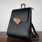 Eslo Luna hazai designer női fekete bőr hátitáska, hátizsák, prémium minőség, kézzel készített egyedi dizájn.