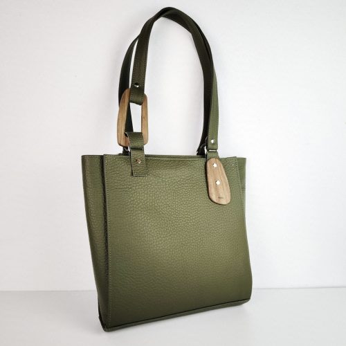 ESLO Luna Olivazöld női bőr válltáska
