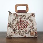 Eslo Manci hazai designer női  gesztenyebarna gobelin bőr oldaltáska, prémium minőség, kézzel készített egyedi dizájn.