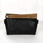 ESLO Pure Fekete "csíkos" női bőr pipere alkalmi táska LIMITED