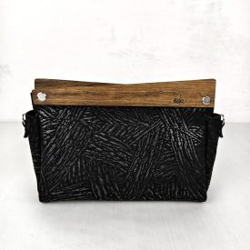   ESLO Pure Fekete "csíkos" női bőr pipere alkalmi táska LIMITED