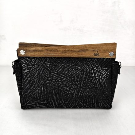 ESLO Pure Fekete "csíkos" női bőr pipere alkalmi táska LIMITED