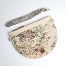 Eslo Manci hazai designer női  krém gobelin bőr mini clutch, prémium minőség, kézzel készített egyedi dizájn.