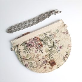 Eslo Manci hazai designer női  krém gobelin bőr mini clutch, prémium minőség, kézzel készített egyedi dizájn.