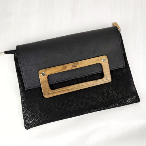 ESLO Donna Black Leather Envelope Bag Snowflake