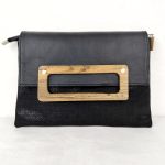 ESLO Donna Black Leather Envelope Bag Snowflake