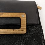 ESLO Donna Black Leather Envelope Bag Snowflake