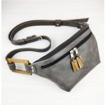 Eslo Roger Leather Crossbody/Waist Bag Grey - Black Unisex