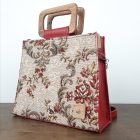 Eslo Manci hazai designer női  meggypiros gobelin bőr oldaltáska, prémium minőség, kézzel készített egyedi dizájn.