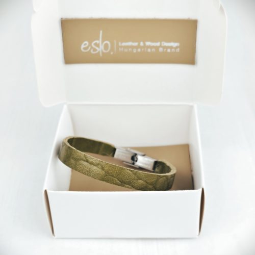 Eslo Női Bőr Karkötő Zöld krokó