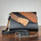 Eslo Columbia hazai designer női  negero bőr oldaltáska, prémium minőség, kézzel készített egyedi dizájn.