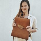 Eslo Luna Karamell női bőr hátitáska LIMITED 